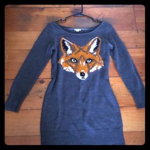 Fox Motif Sweater Dress